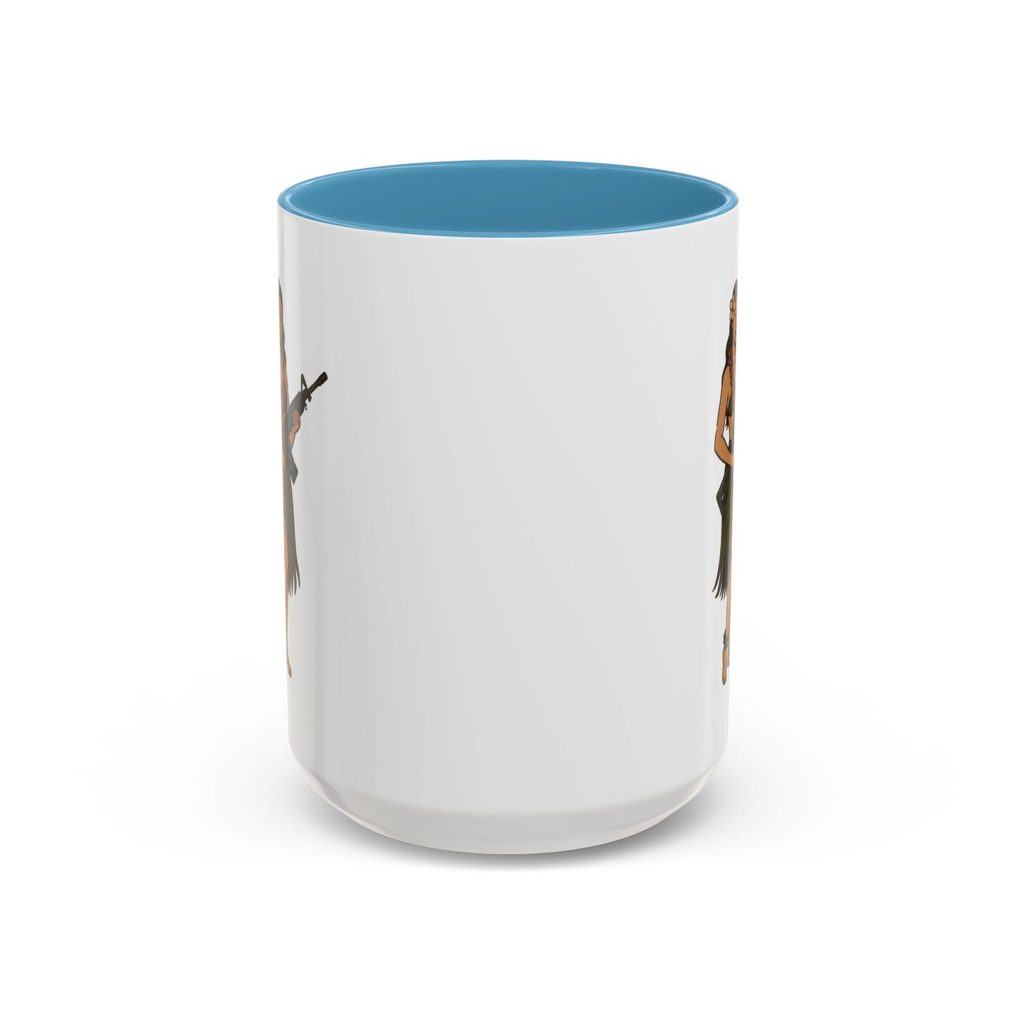 Hula Girl Packin' Heat White Accent Mug by theGreenDragonTavern.shop