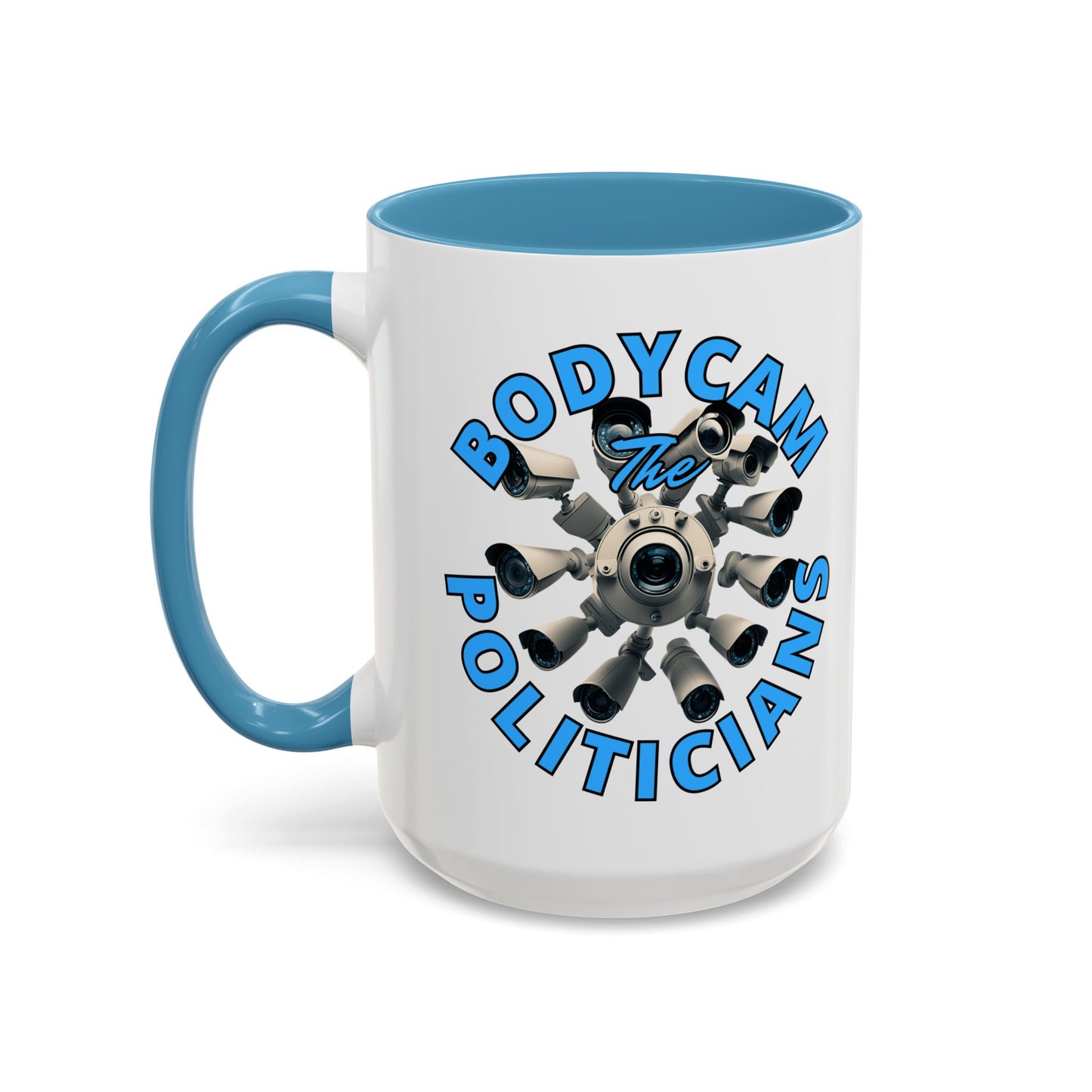 Bodycam the Politicians Cameras White Accent Mug by theGreenDragonTavern.shop