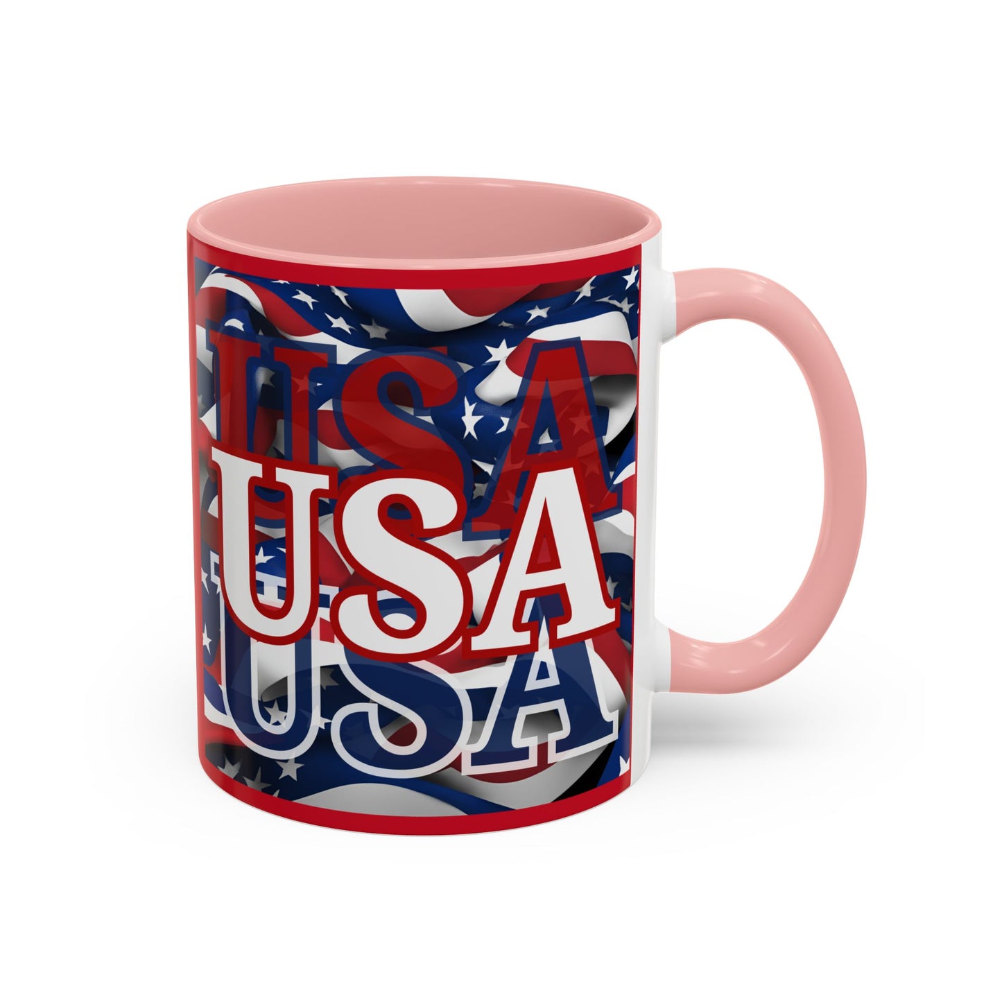 USA White font Center Patriot Red Accent Mug by theGreenDragonTavern.shop