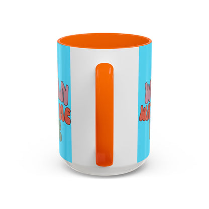 I Am Woman Watch Me Vote Light Blue Accent Mug by theGreenDragonTavern.shop