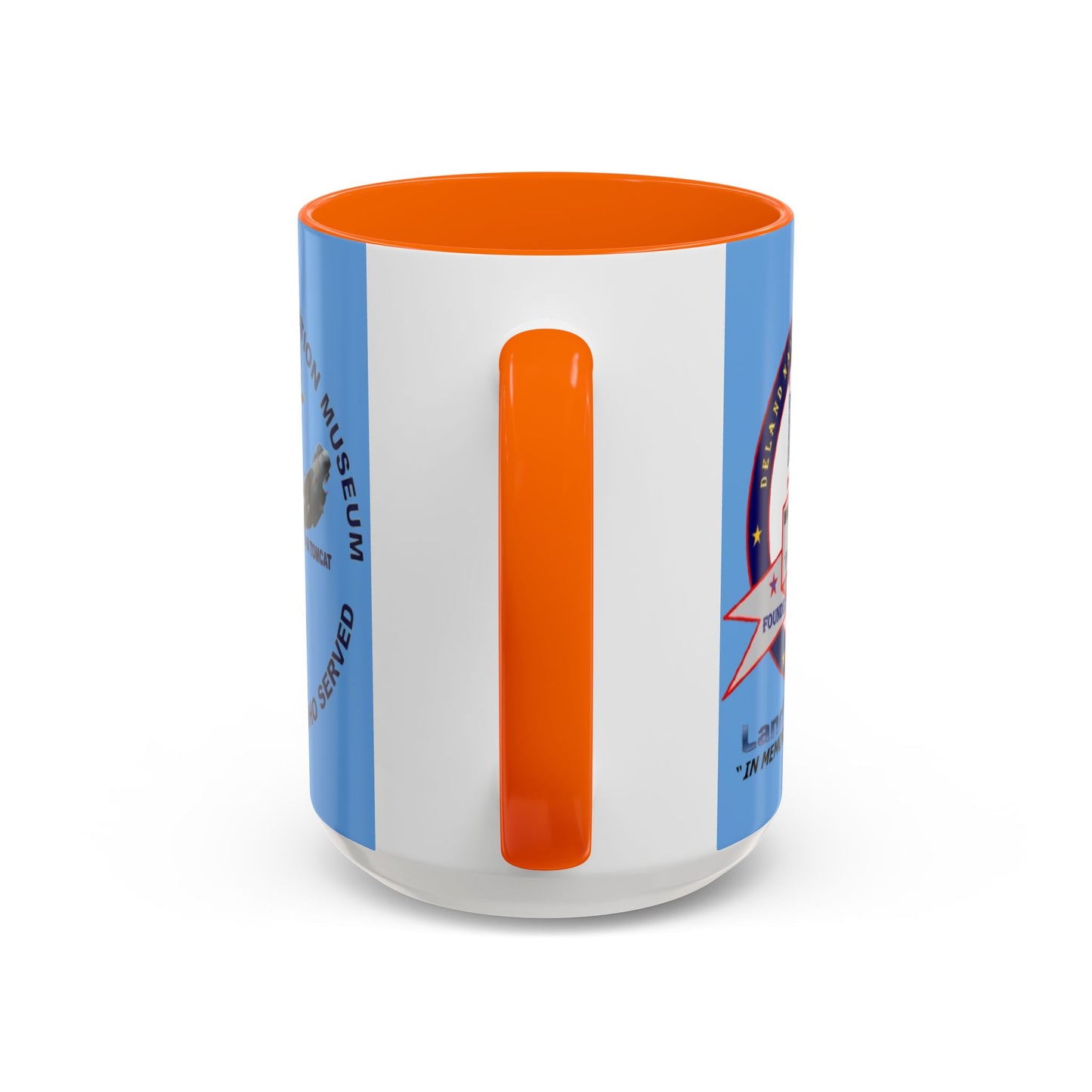 DNASM 2-sided, Founding & Student Art Light Blue Accent Mug by theGreenDragonTavern.shop