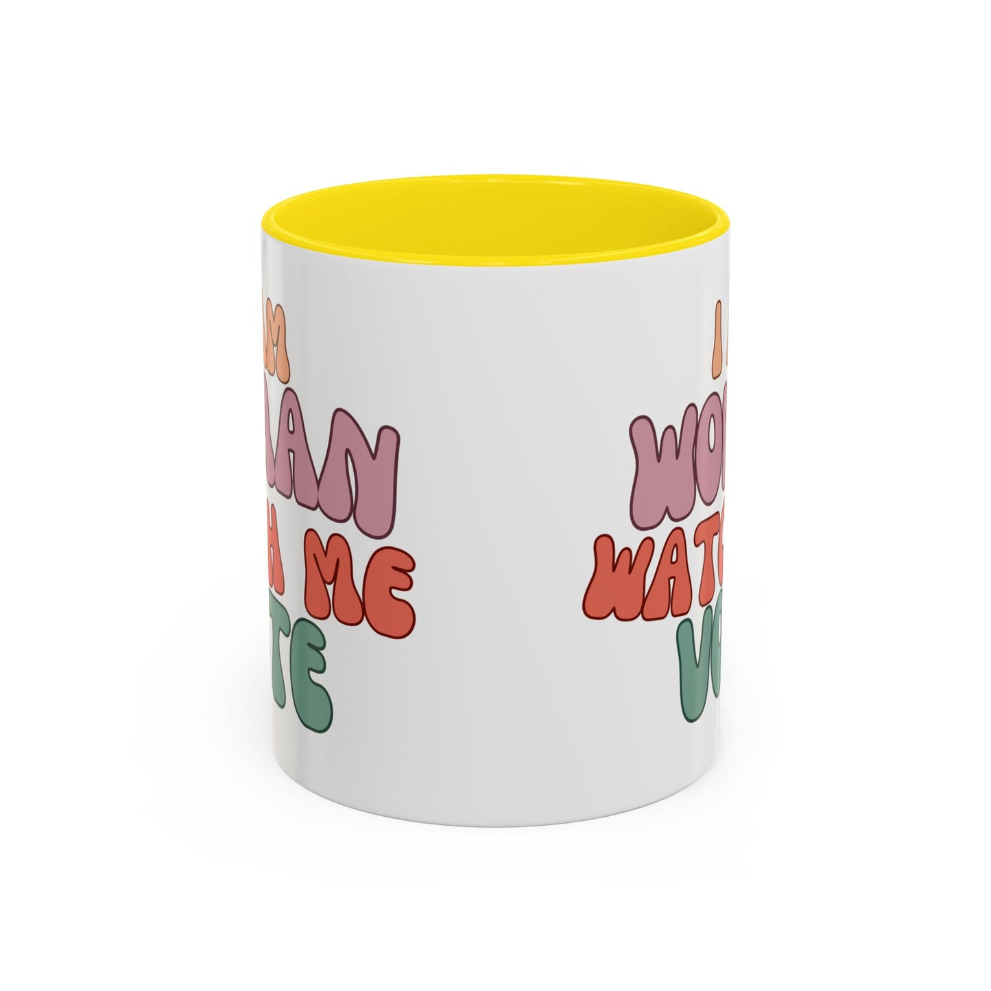 I Am Woman Watch Me Vote White Accent Mug by theGreenDragonTavern.shop