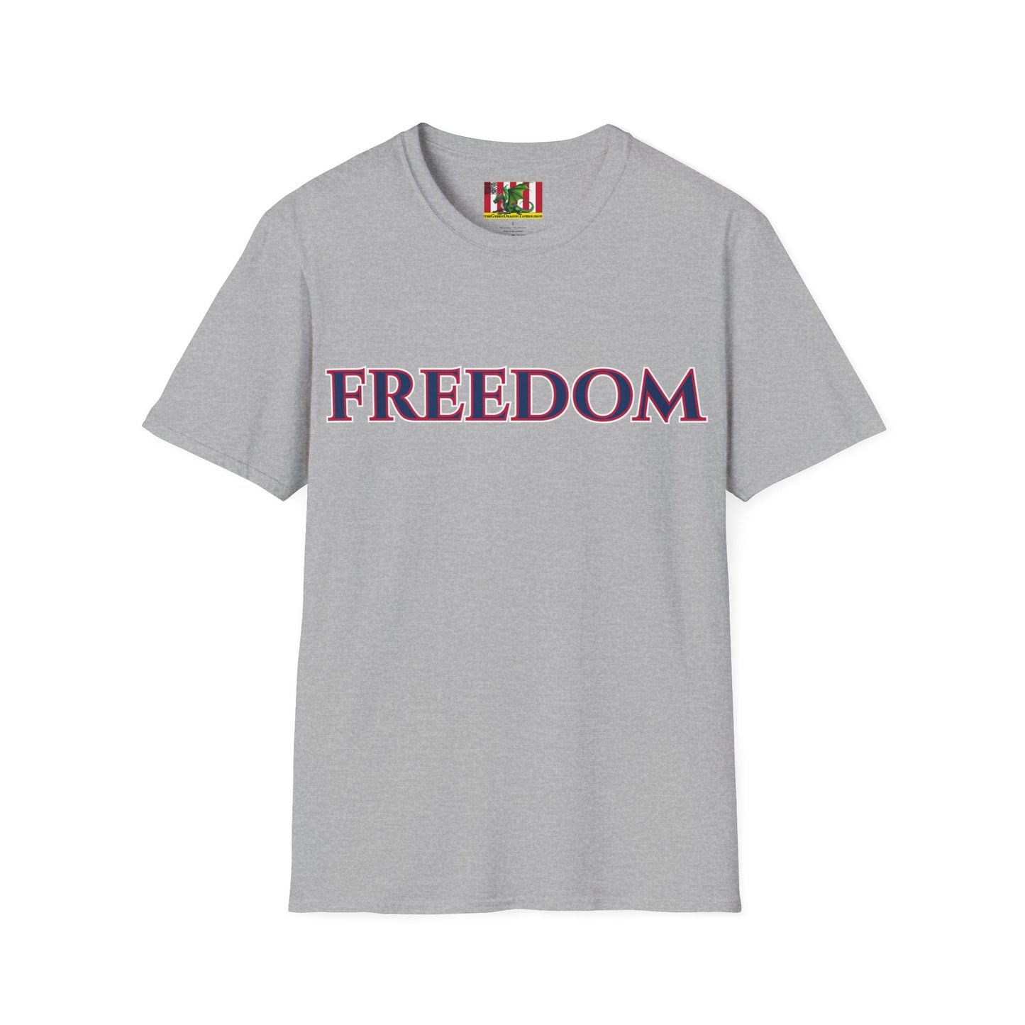 Freedom, Blue font, Light colors Unisex T-Shirt by theGreenDragonTavern.shop