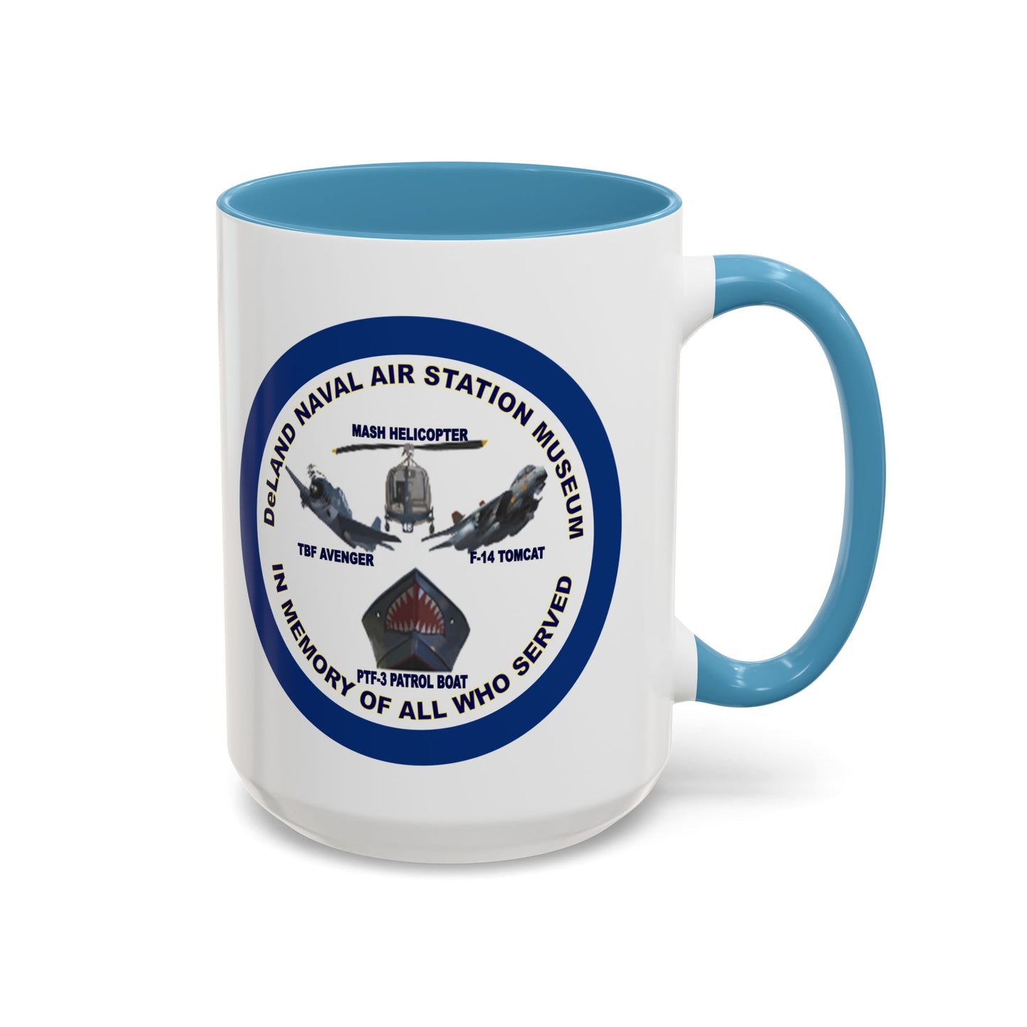 DNASM Student Art Navy Frame White Accent Mug by theGreenDragonTavern.shop