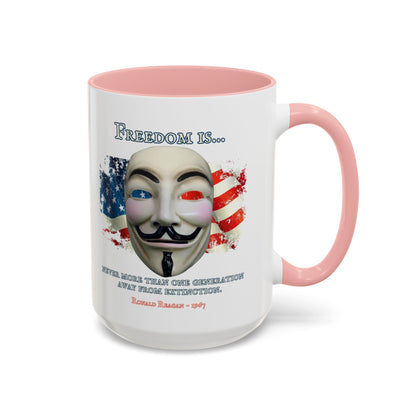 Ronald Reagan Freedom Vendetta White Accent Mug by theGreenDragonTavern.shop