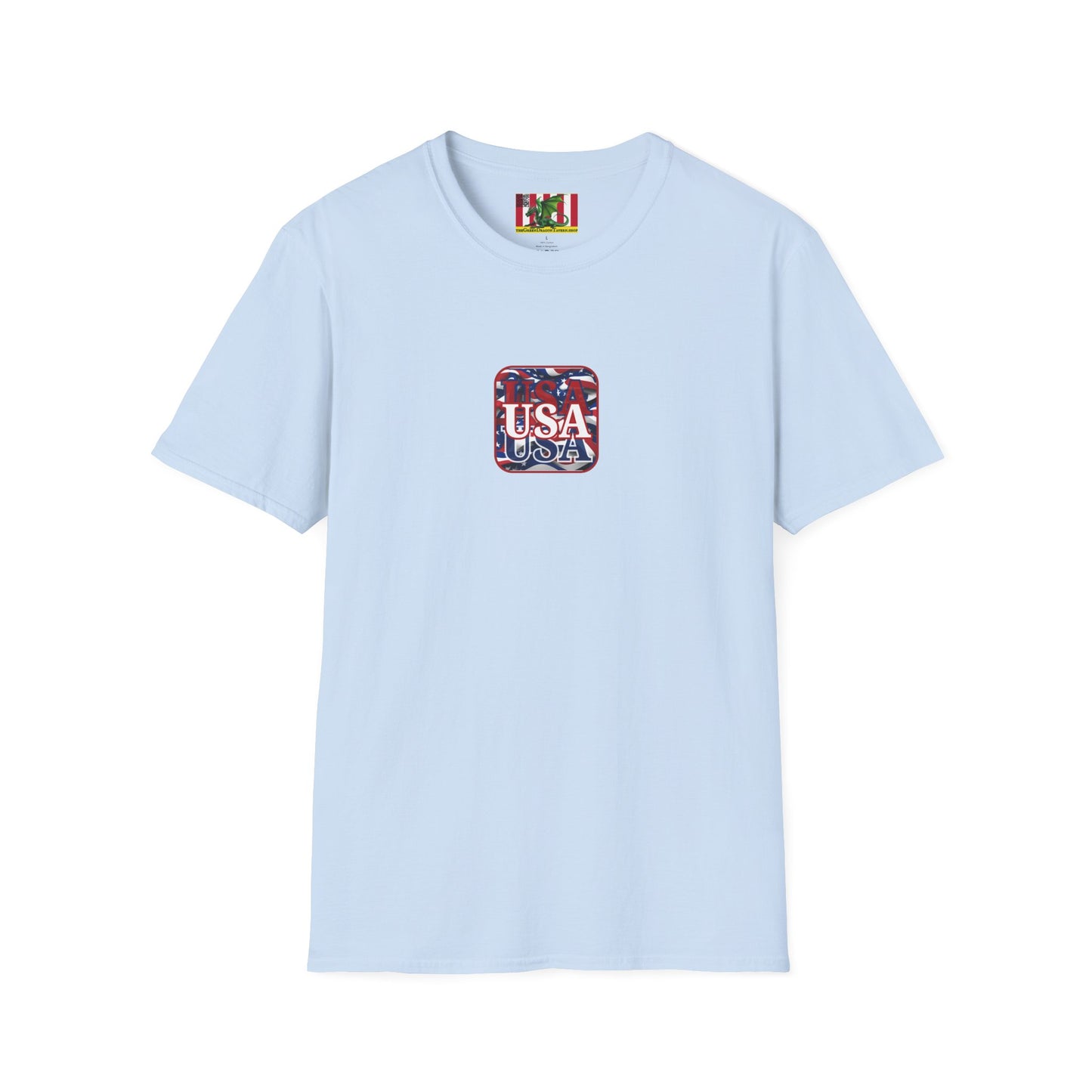 2-sided, Red WHITE and Blue USA Patriot Light colors Unisex T-Shirt by theGreenDragonTavern.shop