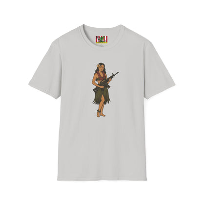 Hula Girl Packin' Heat Light colors Unisex T-Shirt by theGreenDragonTavern.shop