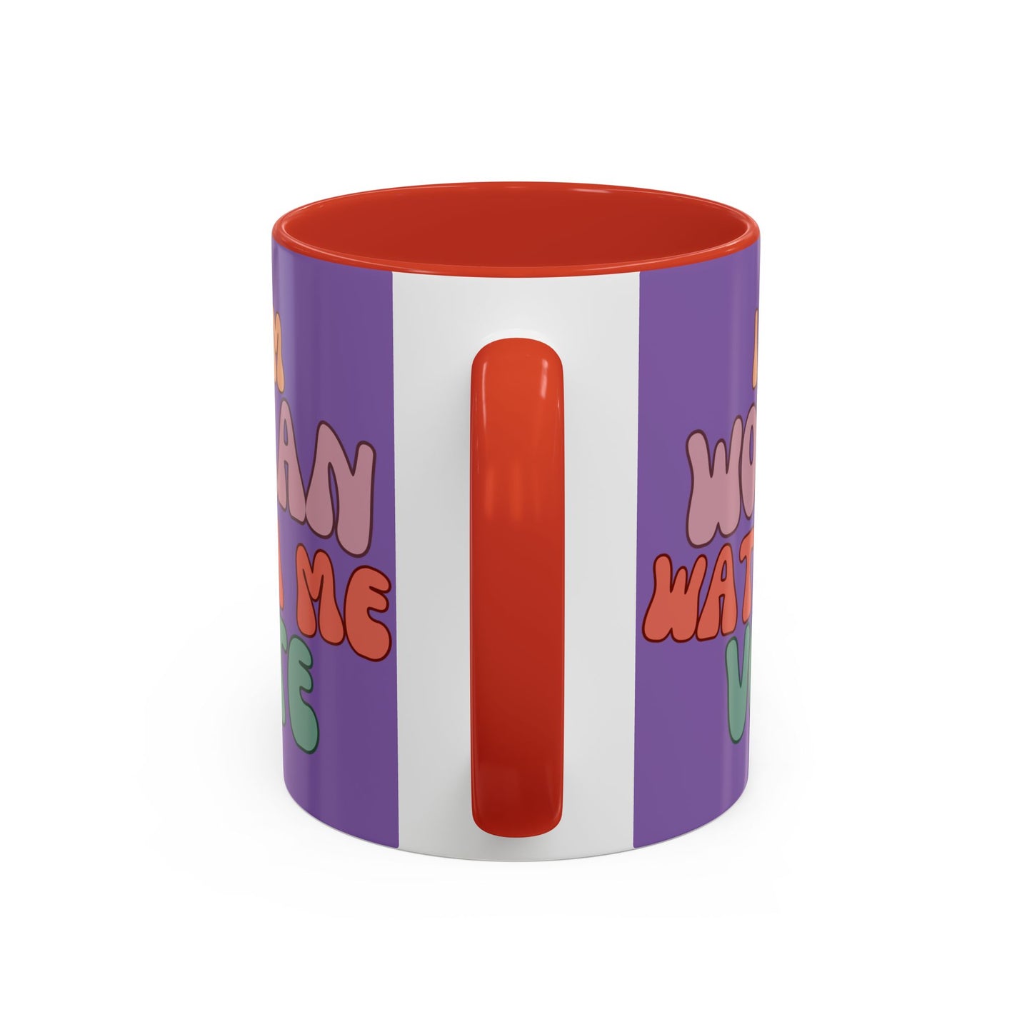 I Am Woman Watch Me Vote Purple Accent Mug by theGreenDragonTavern.shop