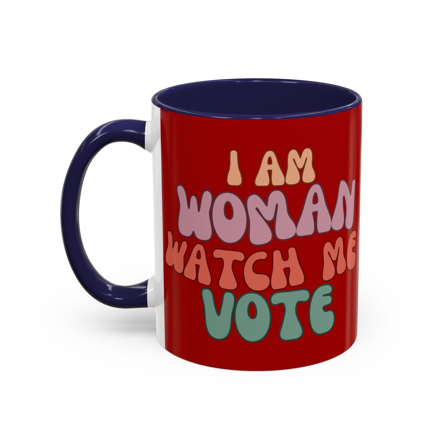 I Am Woman Watch Me Vote Red Accent Mug by theGreenDragonTavern.shop