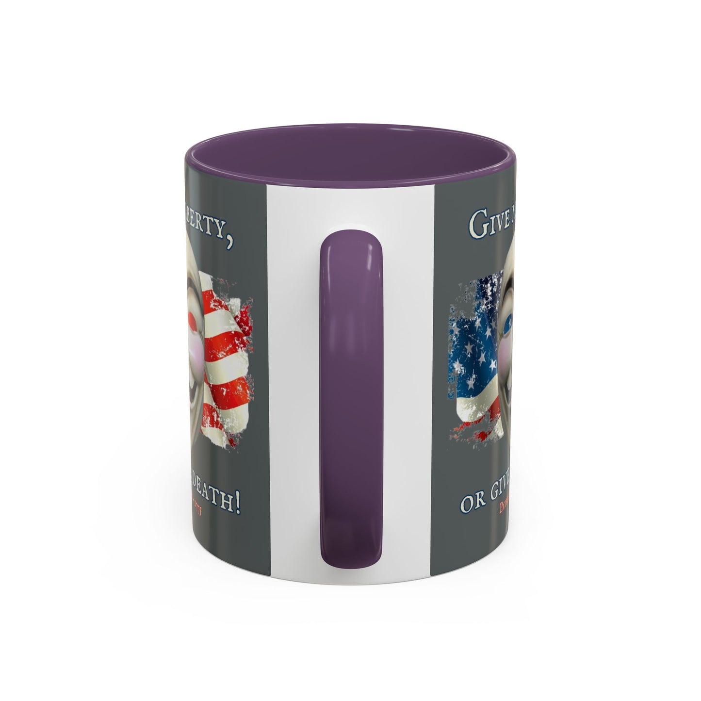 Vendetta, "Give me liberty, or give me death!" Grey Accent Mug by theGreenDragonTavern.shop