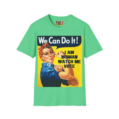 I Am Woman Watch Me Vote Rosie Dark colors Unisex T-Shirt by theGreenDragonTavern.shop