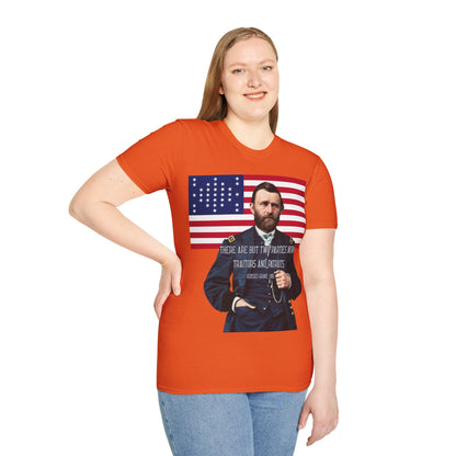 "Traitors and Patriots" Ulysses Grant Light colors Unisex T-Shirt by theGreenDragonTavern.shop