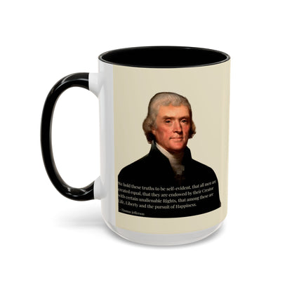 We hold these truths to be self-evident Parchment Yellow Accent Mug by theGreenDragonTavern.shop