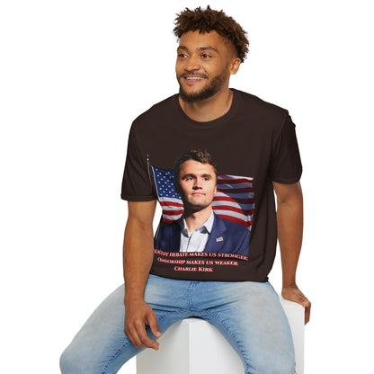 Charlie Kirk, Healthy Debate Dark colors Unisex T-Shirt by theGreenDragonTavern.shop