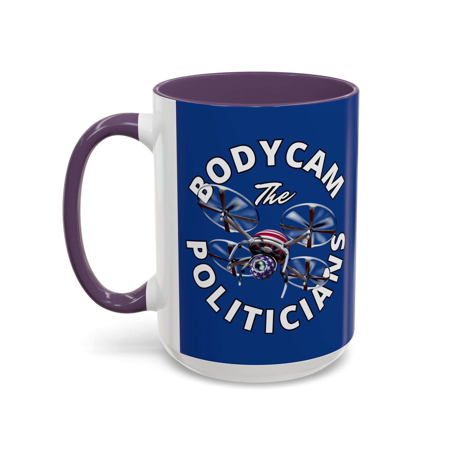 Bodycam the Politicians Drone Dark Blue Accent Mug by theGreenDragonTavern.shop