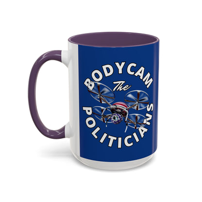 Bodycam the Politicians Drone Dark Blue Accent Mug by theGreenDragonTavern.shop