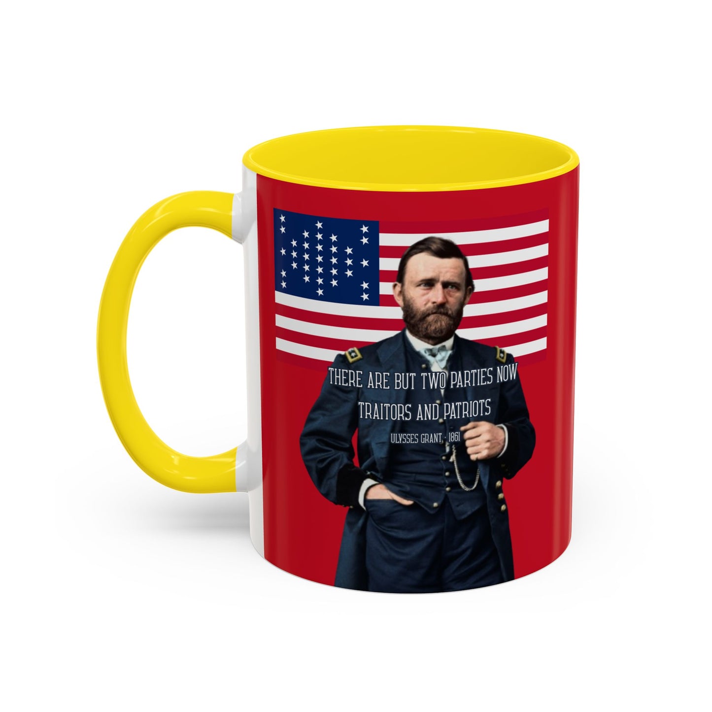 "Traitors and Patriots" Ulysses Grant Red Accent Mug by theGreenDragonTavern.shop