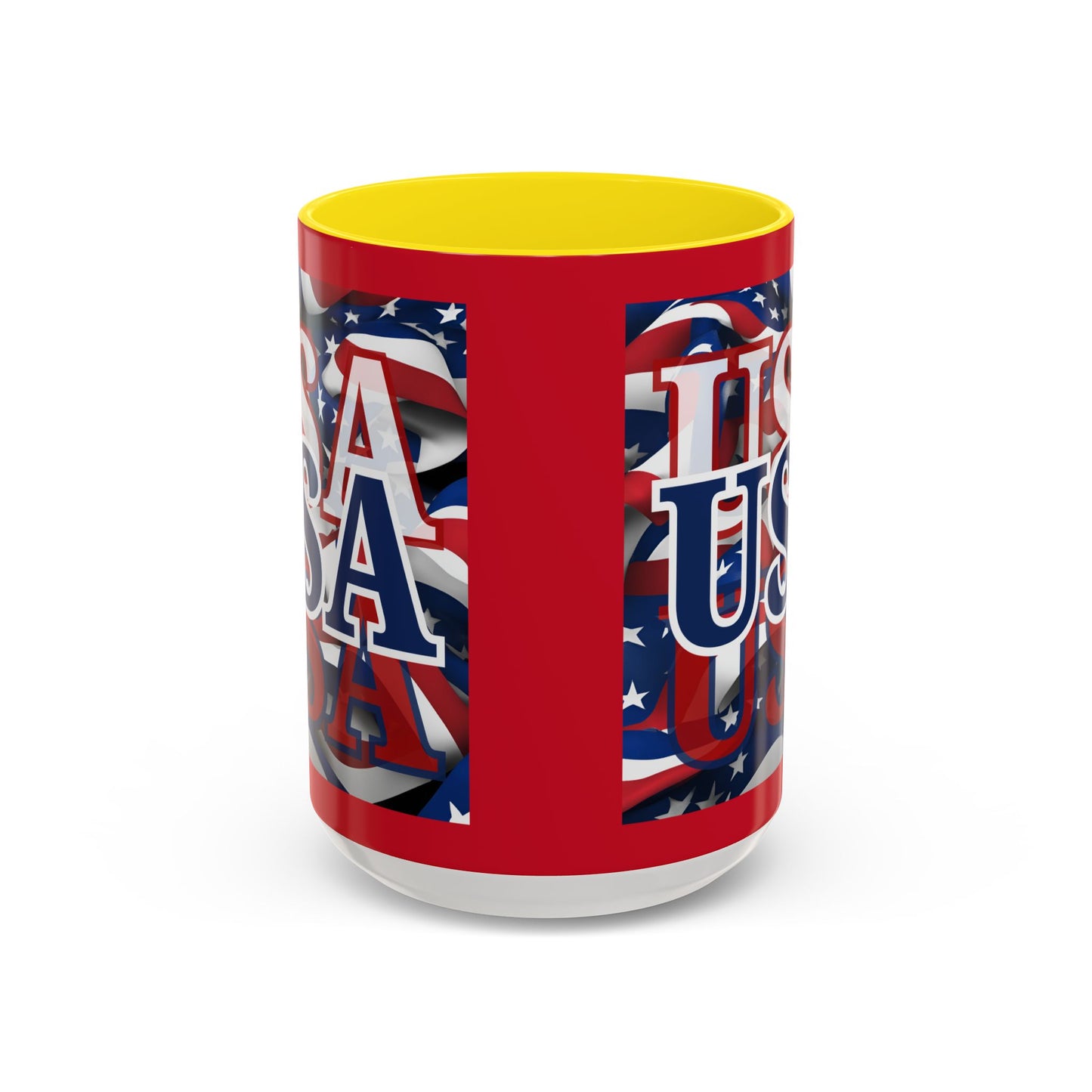 USA Blue font Center Patriot Red Accent Mug by theGreenDragonTavern.shop