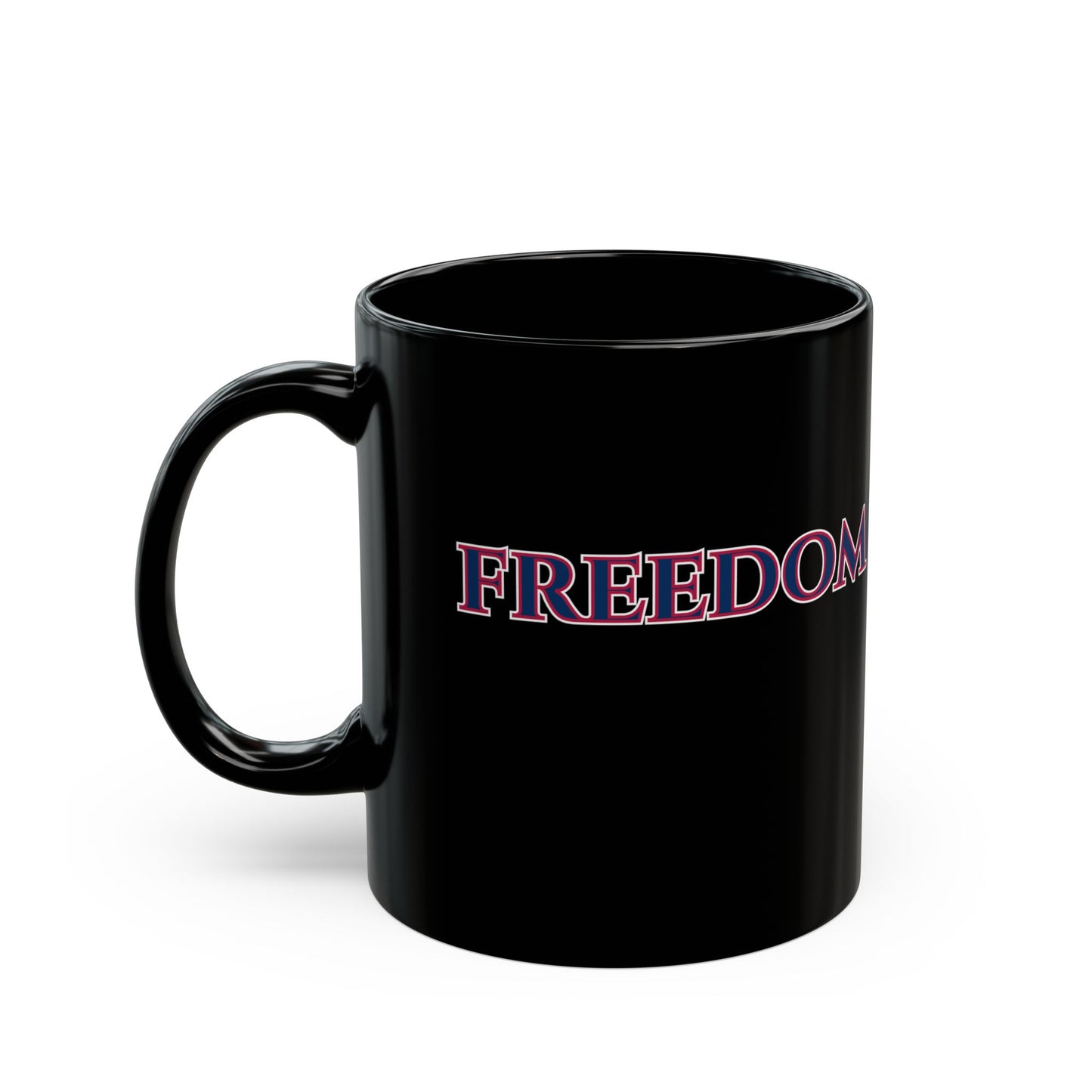 Freedom, Blue font, Black Mug by theGreenDragonTavern.shop