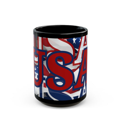 USA! USA! USA Red font Patriot Blue Mug by theGreenDragonTavern.shop