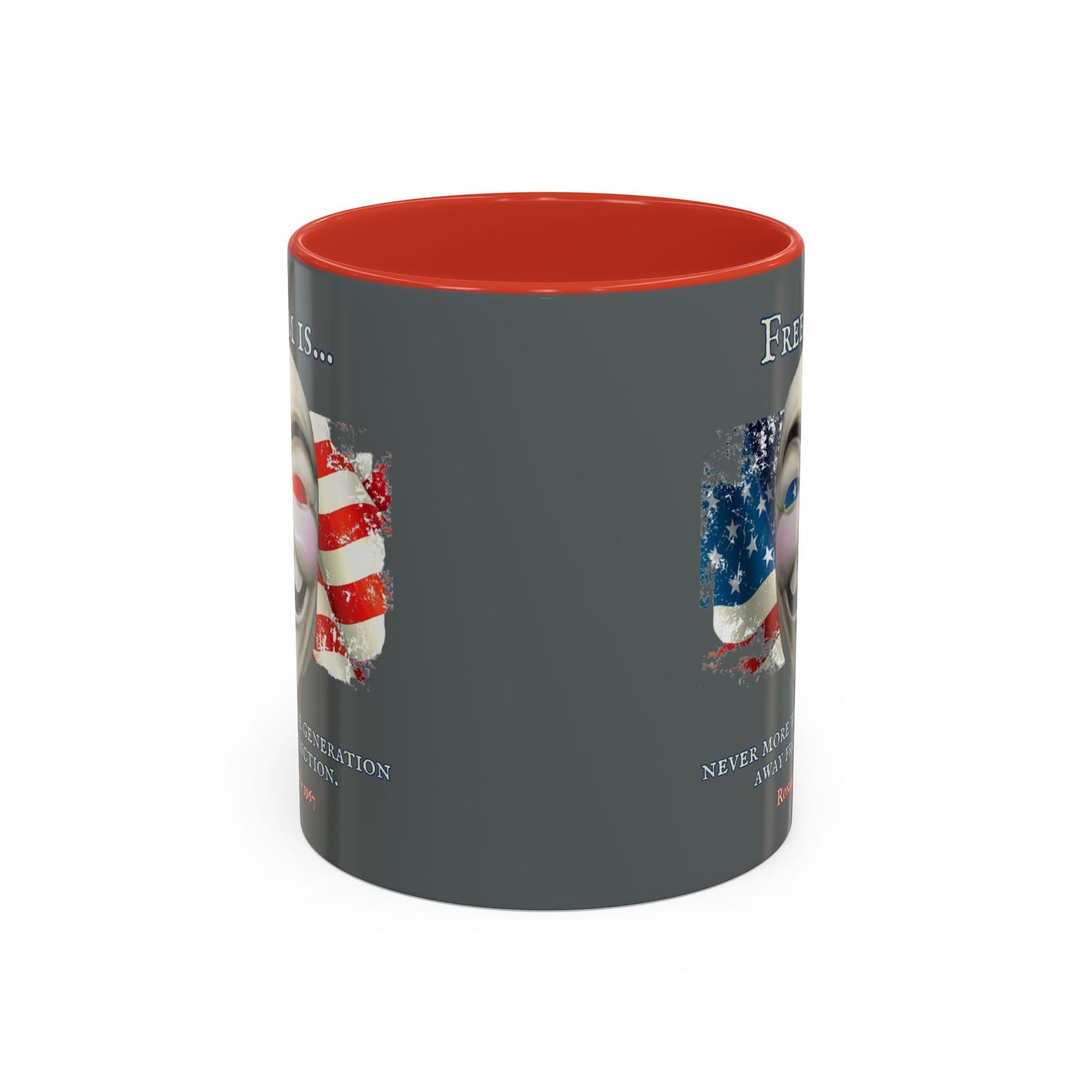 Ronald Reagan Freedom Vendetta Grey Accent Mug by theGreenDragonTavern.shop