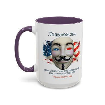 Ronald Reagan Freedom Vendetta White Accent Mug by theGreenDragonTavern.shop
