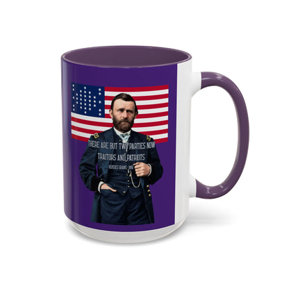 "Traitors and Patriots" Ulysses Grant Dark Purple Accent Mug by theGreenDragonTavern.shop