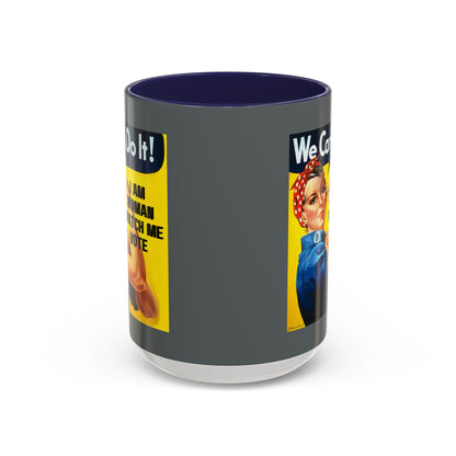 I Am Woman Watch Me Vote Rosie Grey Accent Mug by theGreenDragonTavern.shop