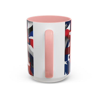 USA! USA! USA White font Patriot Blue Accent Mug by theGreenDragonTavern.shop