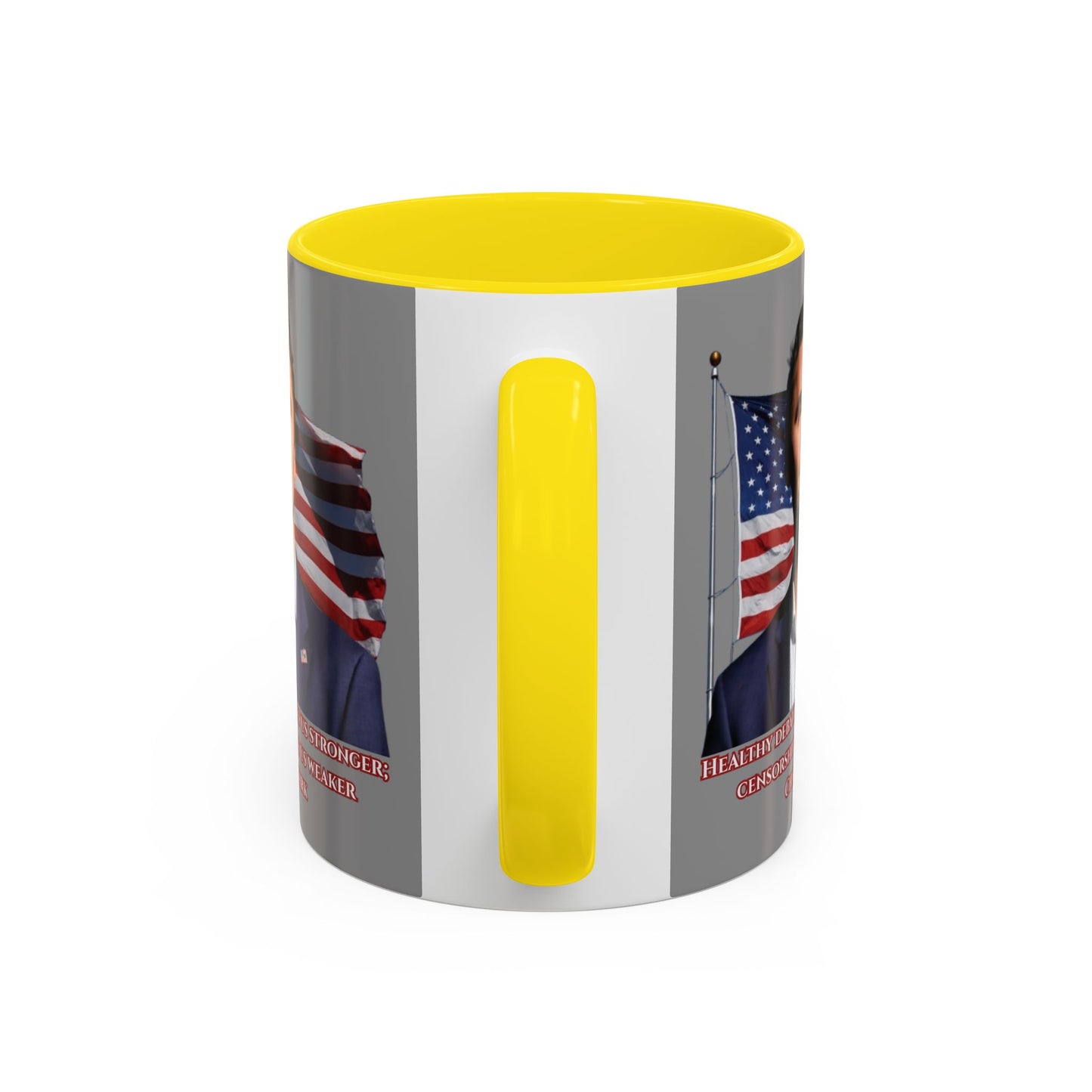 Charlie Kirk, Healthy Debate Grey Accent Mug by theGreenDragonTavern.shop