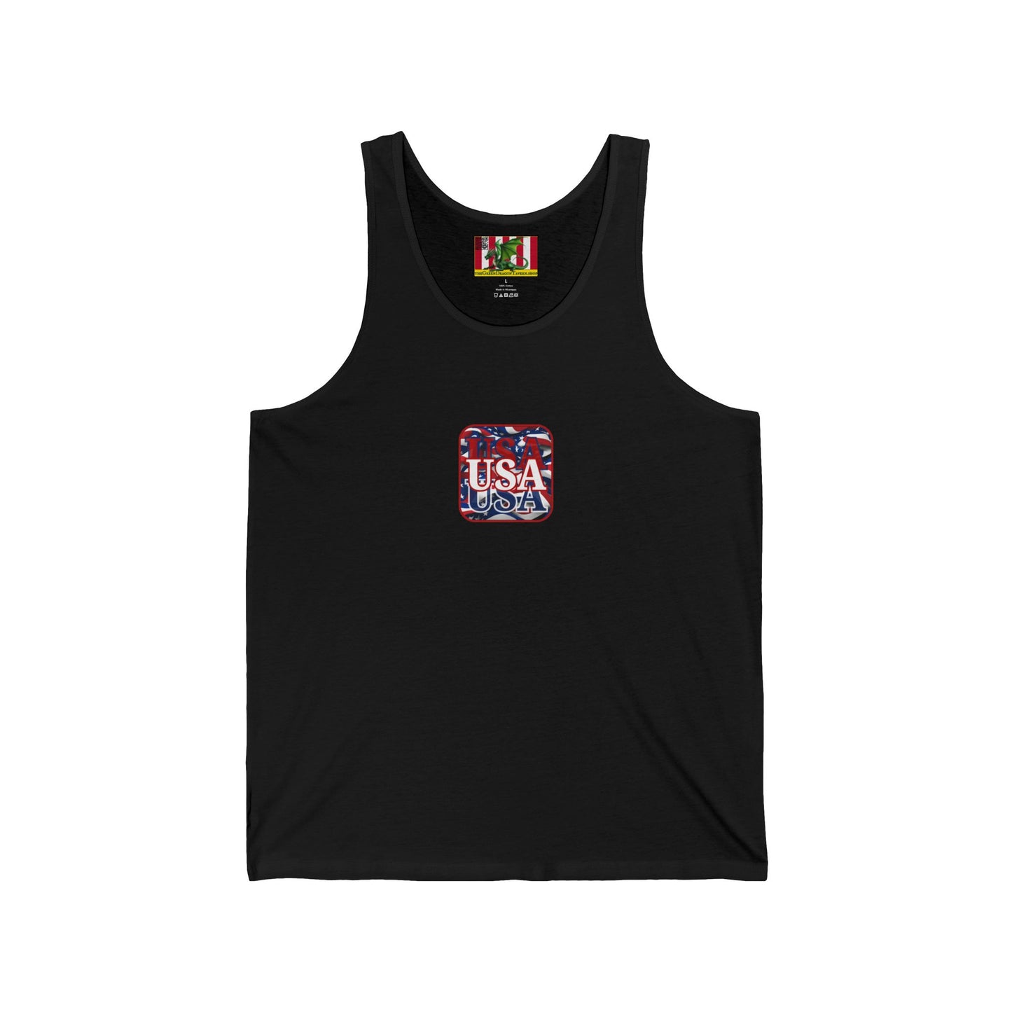 2-sided, Red WHITE and Blue USA Patriot Unisex Jersey Tank Top by theGreenDragonTavern.shop