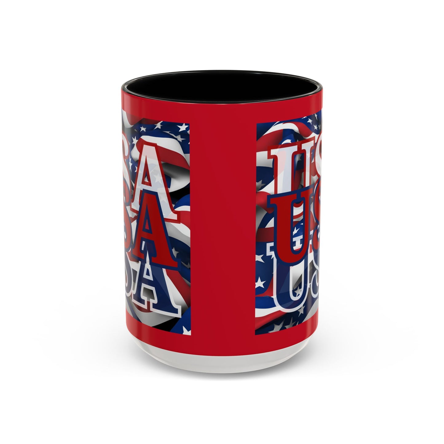 USA Red font Center Patriot Red Accent Mug by theGreenDragonTavern.shop