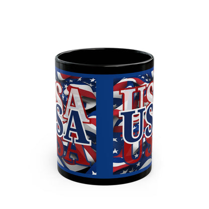 USA Blue font Center Patriot Blue Mug by theGreenDragonTavern.shop