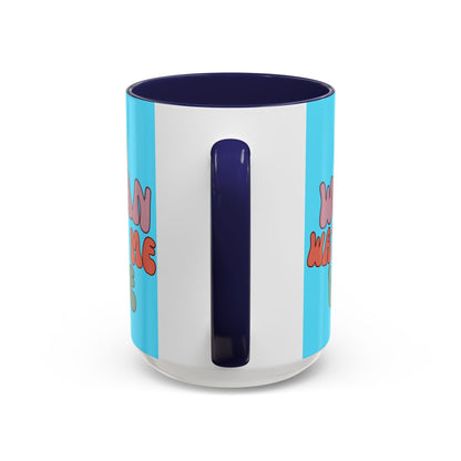 I Am Woman Watch Me Vote Light Blue Accent Mug by theGreenDragonTavern.shop