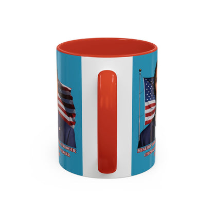 Charlie Kirk, Healthy Debate Turquoise Accent Mug by theGreenDragonTavern.shop