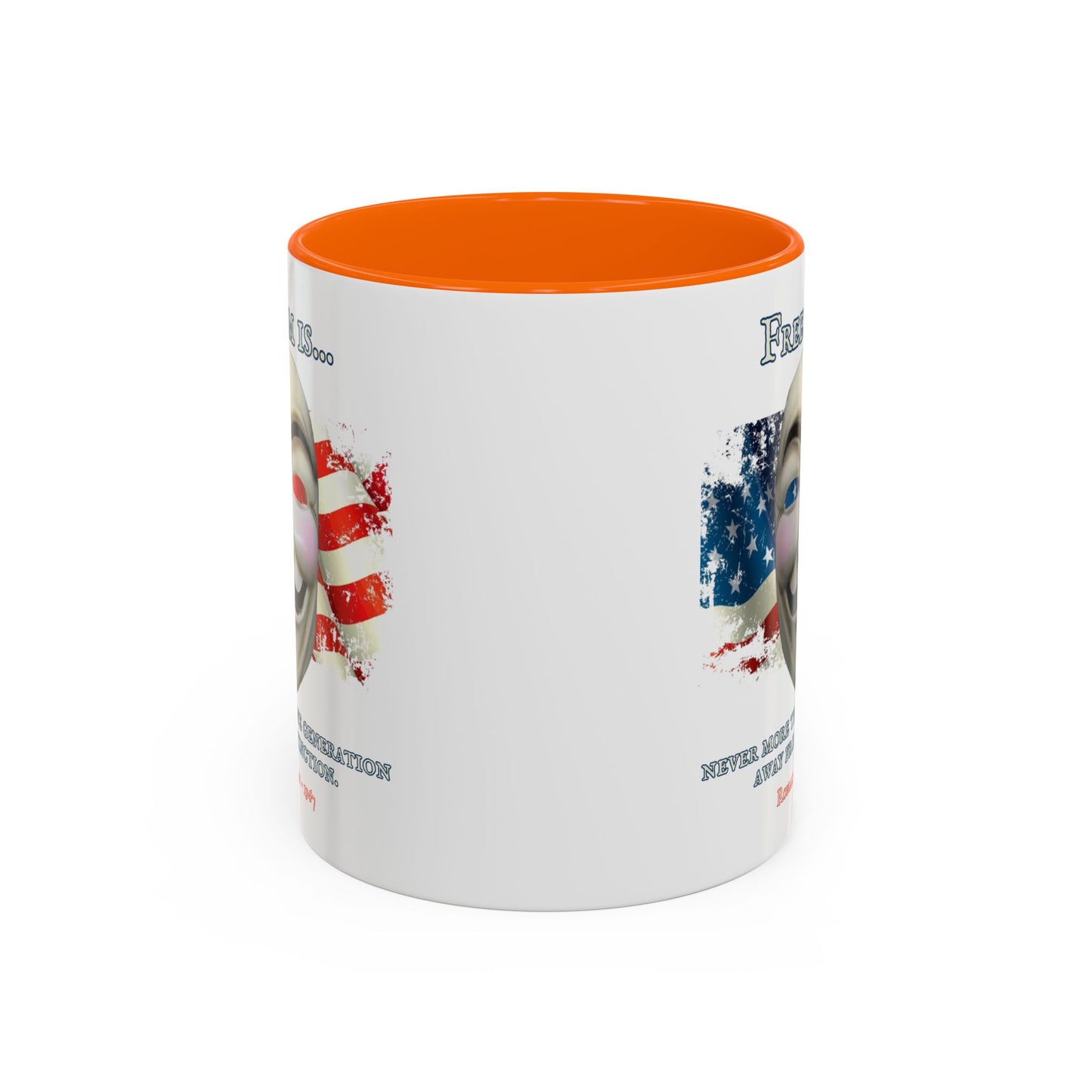 Ronald Reagan Freedom Vendetta White Accent Mug by theGreenDragonTavern.shop