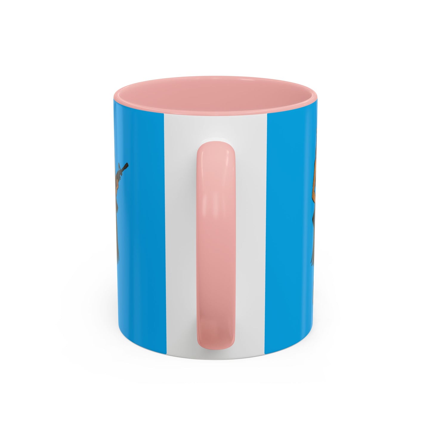 Hula Girl Packin' Heat Light Blue Accent Mug by theGreenDragonTavern.shop