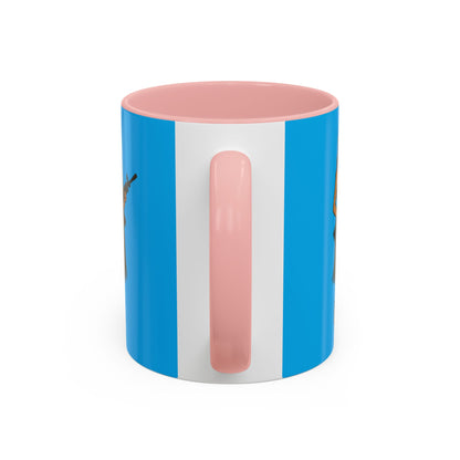 Hula Girl Packin' Heat Light Blue Accent Mug by theGreenDragonTavern.shop