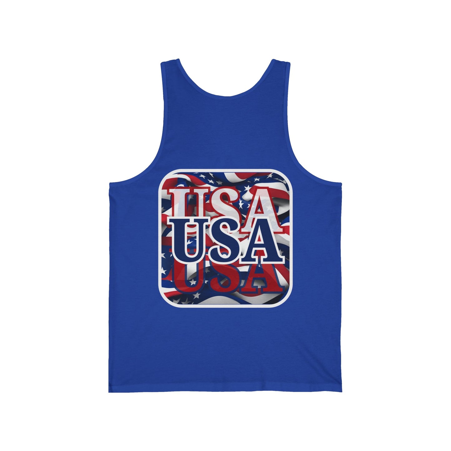 2-sided, Red White and BLUE USA Patriot Unisex Jersey Tank Top by theGreenDragonTavern.shop