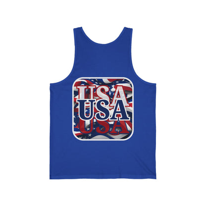 2-sided, Red White and BLUE USA Patriot Unisex Jersey Tank Top by theGreenDragonTavern.shop