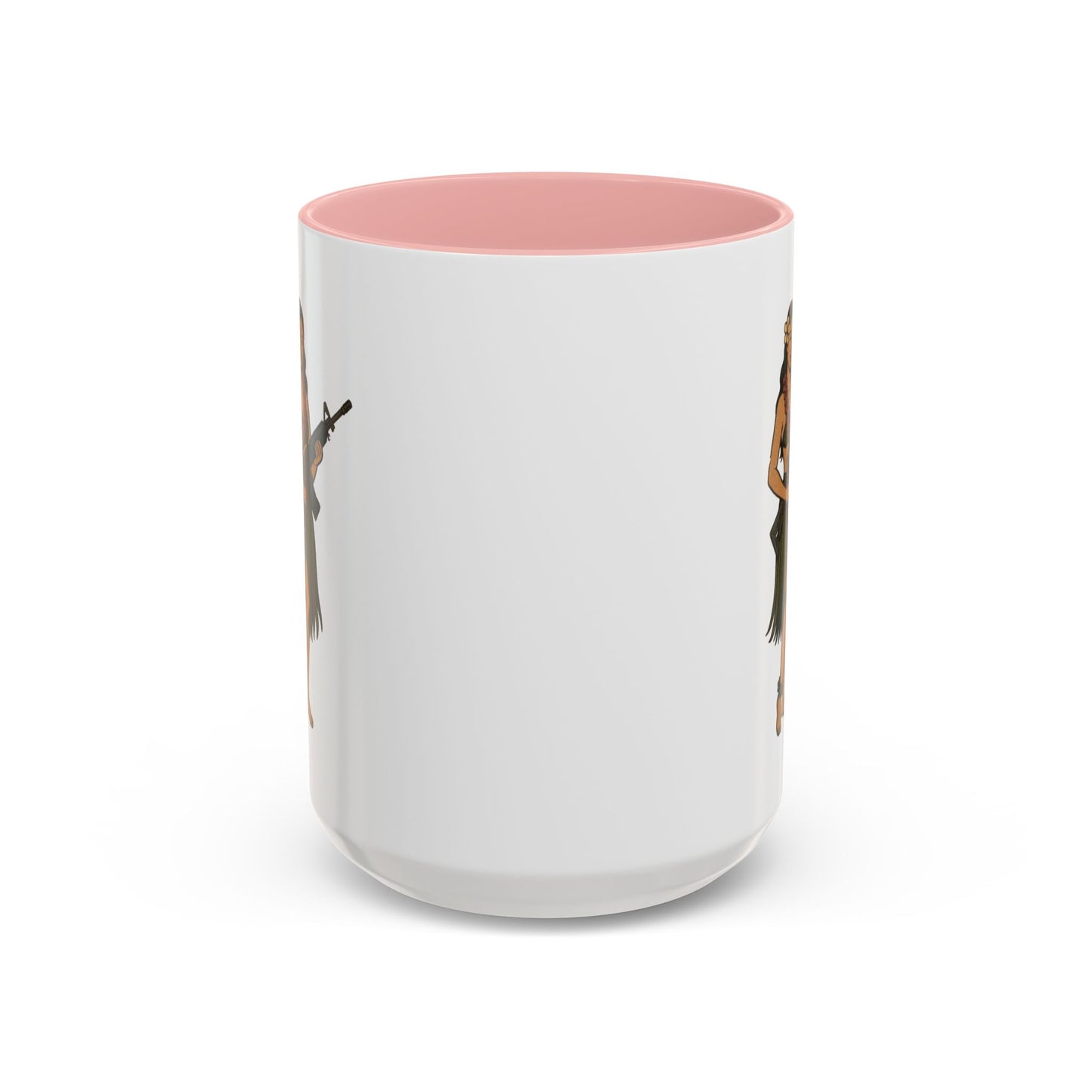 Hula Girl Packin' Heat White Accent Mug by theGreenDragonTavern.shop