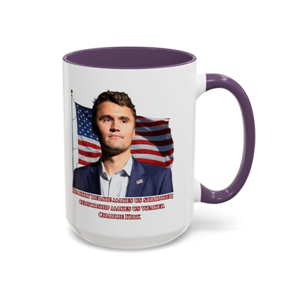 Charlie Kirk, Healthy Debate White Accent Mug by theGreenDragonTavern.shop