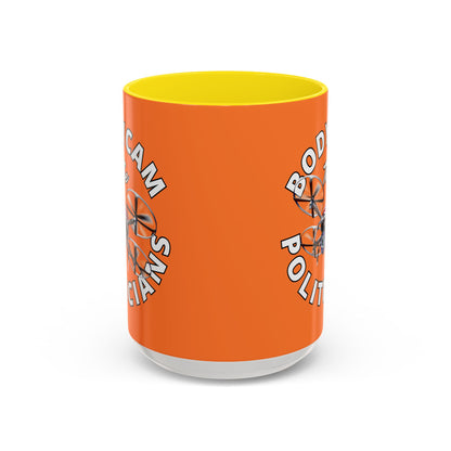 Bodycam the Politicians Drone Orange Accent Mug by theGreenDragonTavern.shop