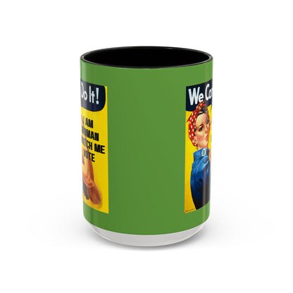 I Am Woman Watch Me Vote Rosie Green Accent Mug by theGreenDragonTavern.shop