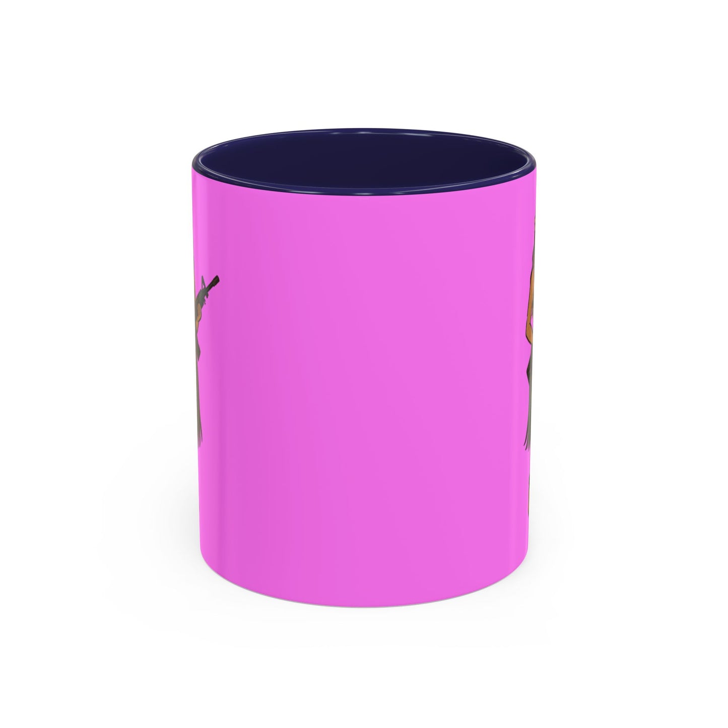 Hula Girl Packin' Heat Pink Accent Mug by theGreenDragonTavern.shop