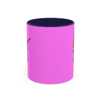 Hula Girl Packin' Heat Pink Accent Mug by theGreenDragonTavern.shop
