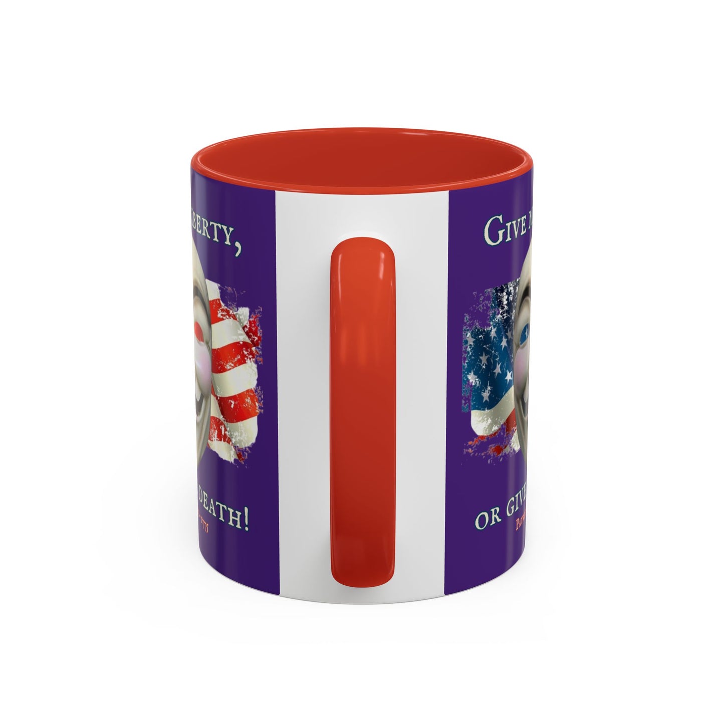 Vendetta, "Give me liberty, or give me death!" Purple Accent Mug by theGreenDragonTavern.shop