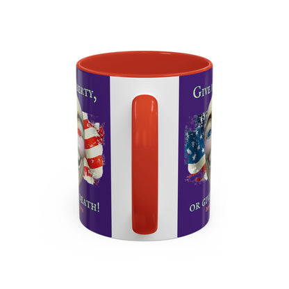 Vendetta, "Give me liberty, or give me death!" Purple Accent Mug by theGreenDragonTavern.shop