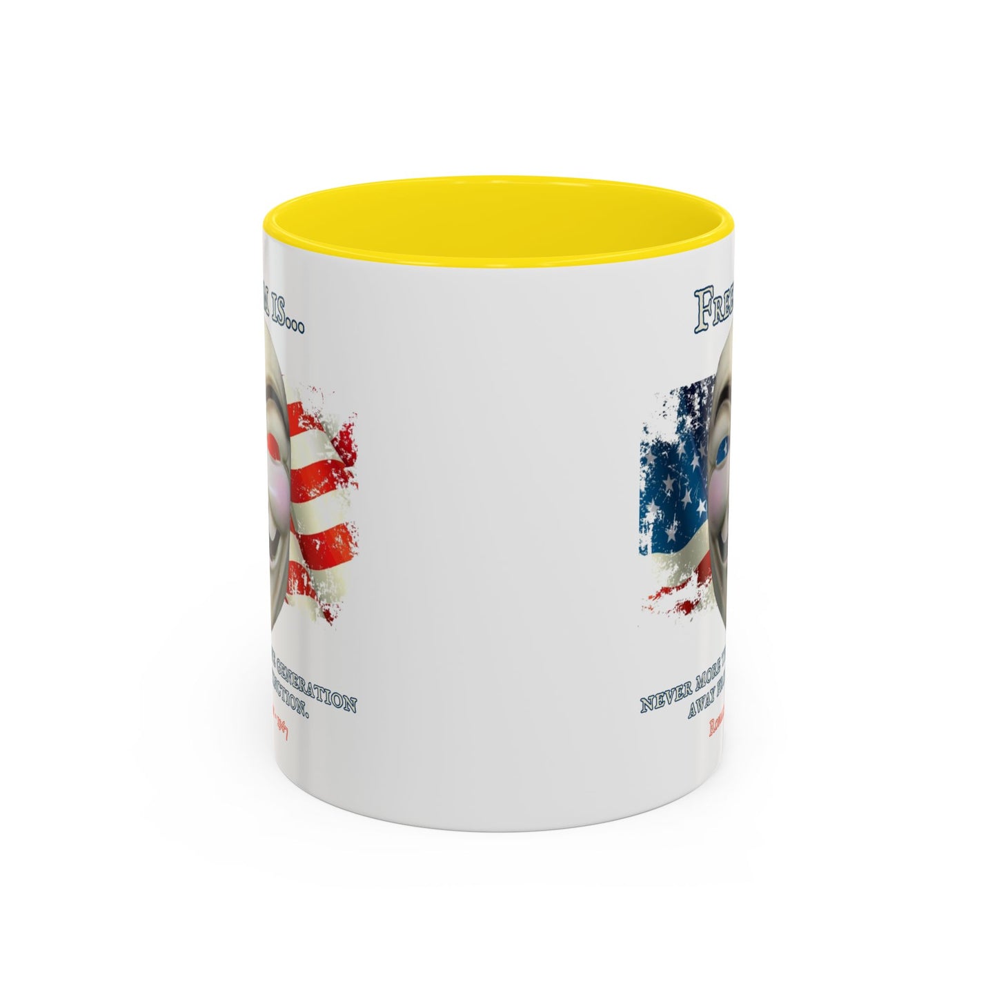 Ronald Reagan Freedom Vendetta White Accent Mug by theGreenDragonTavern.shop
