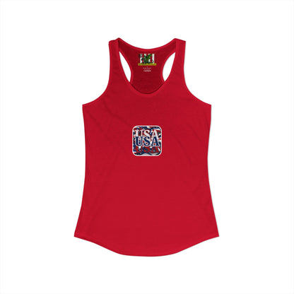 2-sided, Red White and BLUE USA Patriot Women's Racerback Tank Top by theGreenDragonTavern.shop